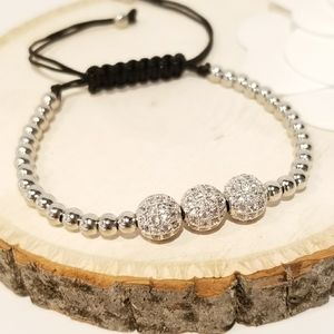 NEW Pave CZ Spheres Draw Strings Bracelets